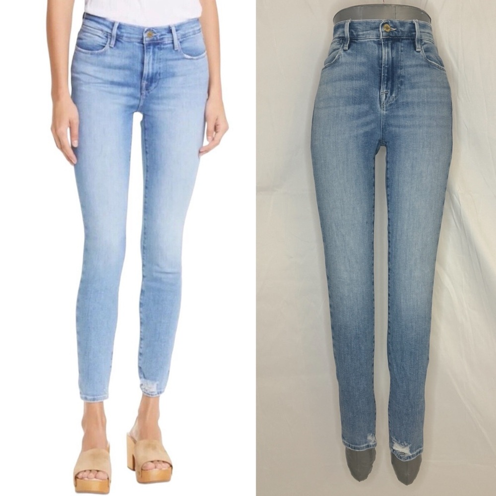 FRAME Le High Skinny Ankle Jeans In Hidalgo Chew Light Wash Denim